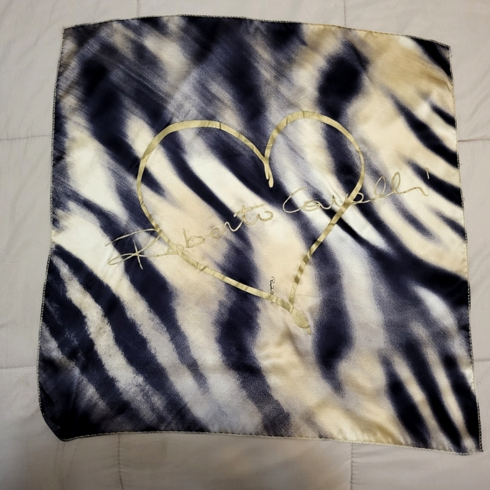 Roberto Cavalli Luxurious Silk Scarf Made in Italy Heart Design